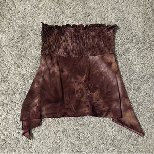 Vintage Charlotte Russe Purple Brown Tie-Dye Strapless Tube Top